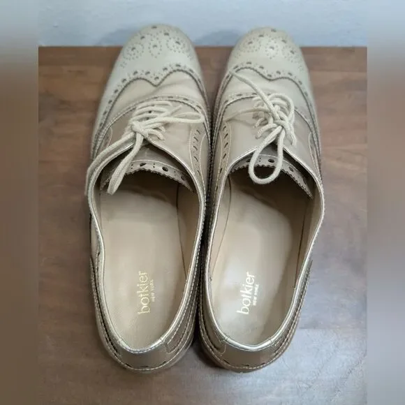 Botkier Preppy Gold Metallic Academia Menswear Wingtip Oxford Loafers 9.5 - Picture 7 of 16